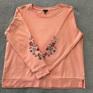 Talbots Pink Floral Embroidered Sweatshirt